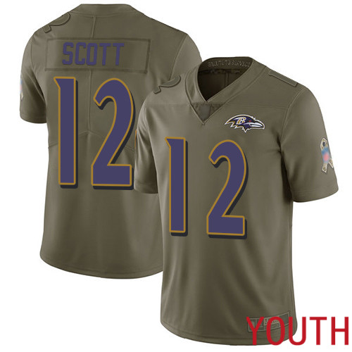 Baltimore Ravens Limited Olive Youth Jaleel Scott Jersey NFL Football #12 2017 Salute to Service